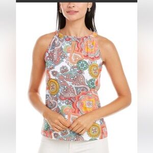 Jude Connally Claire top S coral captiva paisley